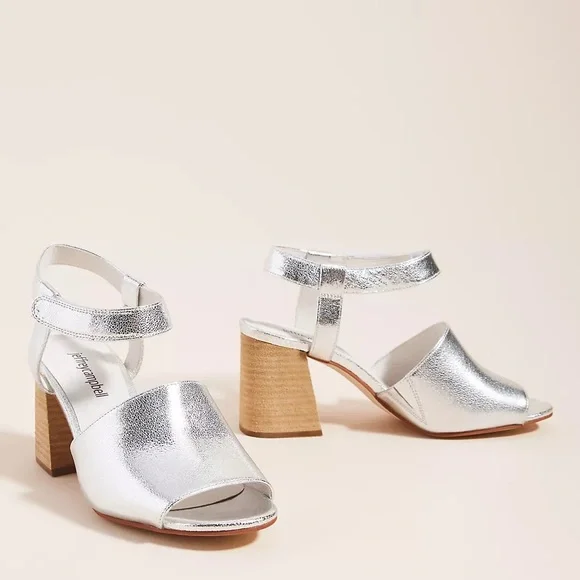Jeffrey Campbell Metallic Block-Heeled Sandals size 6 , Velcro adjustable strap - Picture 4 of 14